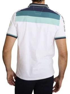 Polo en coton blanc à coupe droite pourvu de manches courtes
