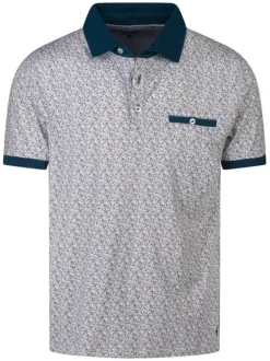 Polo en coton blanc droit imprimé liberty multicolore et à manches courtes