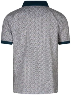 Polo en coton blanc droit imprimé liberty multicolore et à manches courtes