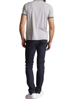 Polo en coton blanc et kaki à minis motifs et à coupe slim avec un col américain