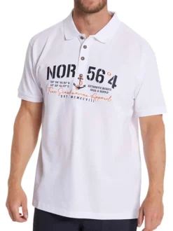 Polo en coton blanc imprimé avec une coupe droite et un col boutonné