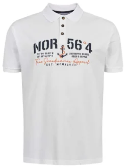 Polo en coton blanc imprimé avec une coupe droite et un col boutonné