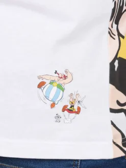 Polo en coton blanc imprimé pourvu d'une coupe droite et d'un col boutonné