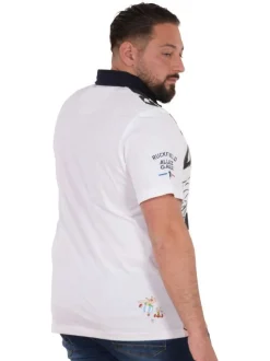 Polo en coton blanc imprimé pourvu d'une coupe droite et d'un col boutonné