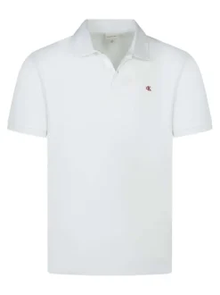 Polo en coton blanc maille piquée avec un col à revers et une coupe droite