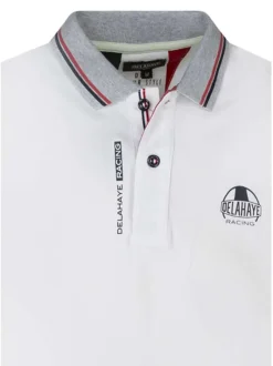 Polo en coton blanc uni avec une coupe droite et un col boutonné