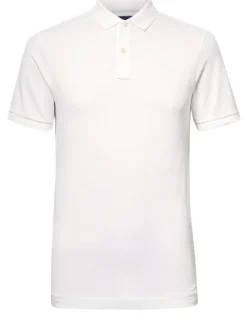 Polo en coton blanc uni avec une coupe droite et un col boutonné