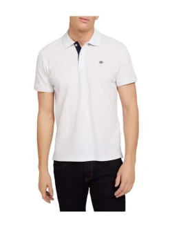 Polo en coton blanc uni coupe droite avec un col fermé par 2 boutons