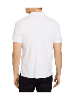 Polo en coton blanc uni coupe droite avec un col fermé par 2 boutons