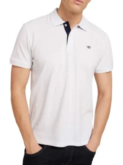Polo en coton blanc uni coupe droite avec un col fermé par 2 boutons