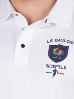 Polo en coton blanc uni pourvu de manches courtes et d'une coupe droite