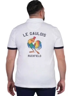 Polo en coton blanc uni pourvu de manches courtes et d'une coupe droite