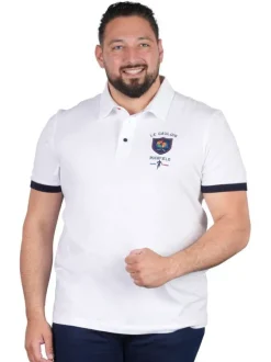 Polo en coton blanc uni pourvu de manches courtes et d'une coupe droite