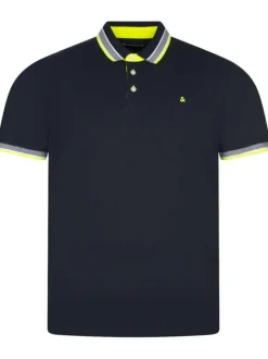 Polo en coton bleu avec une coupe droite et une fermeture boutonnée