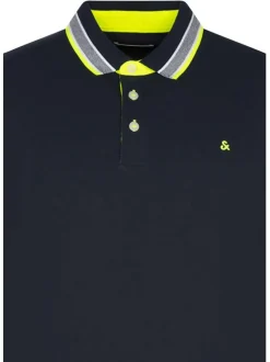 Polo en coton bleu avec une coupe droite et une fermeture boutonnée