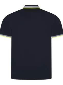 Polo en coton bleu avec une coupe droite et une fermeture boutonnée