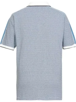 Polo en coton bleu ciel en maille piquée tricolore à coupe regular fit