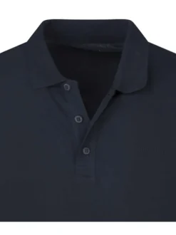 Polo en coton bleu marine en maille piquée avec une coupe droite et le logo