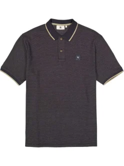 Polo en coton bleu marine uni avec une coupe droite et un col à revers