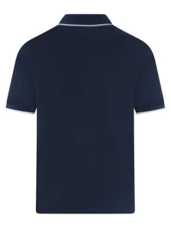 Polo en coton bleu uni avec une coupe droite et un col à revers