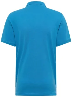Polo en coton bleu uni à coupe regular fit avec le logo brodé ton sur ton