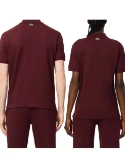 Polo en coton bordeaux en maille piquée à coupe droite avec logo blanc