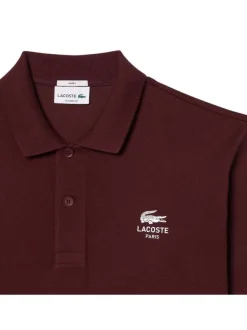 Polo en coton bordeaux en maille piquée à coupe droite avec logo blanc
