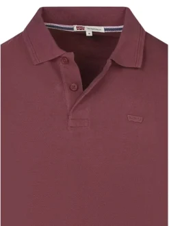 Polo en coton bordeaux uni avec une coupe droite et un col boutonné