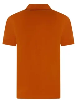 Polo en coton brique uni avec une coupe droite et des boutons