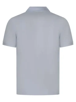 Polo en coton ciel maille piquée avec une coupe droite et un col à revers