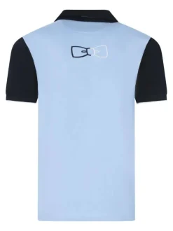 Polo en coton ciel maille piquée avec une coupe droite et un col à revers