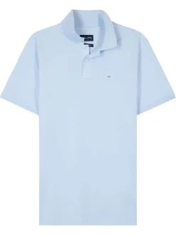 Polo en coton ciel uni avec une coupe droite et un col à revers