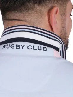 Polo en coton ciel uni pourvu d'une coupe droite et d'un col boutonné