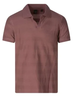Polo en coton corail uni avec une coupe droite et un col polo