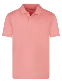 Polo en coton corail uni avec une coupe droite et un col à revers