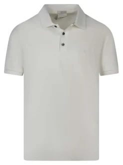 Polo en coton écru à coupe droite pourvu d'un col à revers boutonné