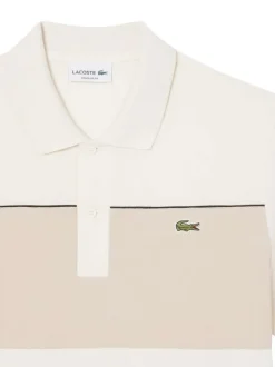 Polo en coton écru à coupe droite pourvu d'un col à revers côtelé