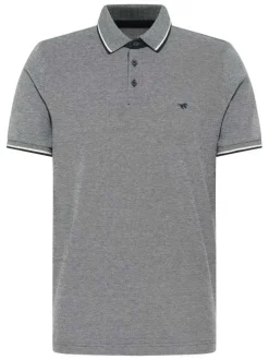 Polo en coton gris uni avec un col boutonné et des manches courtes