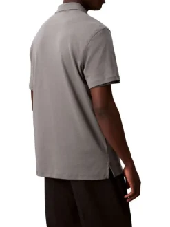 Polo en coton gris uni à coupe regular fit avec le mini logo brodé