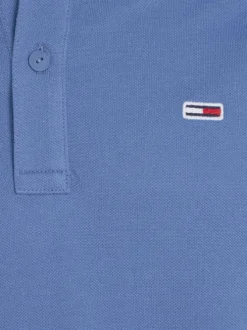 Polo en coton indigo uni avec un col boutonné et une coupe droite