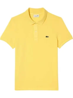 Polo en coton jaune à coupe droite pourvu d'un col à revers boutonné