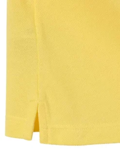 Polo en coton jaune à coupe droite pourvu d'un col à revers boutonné