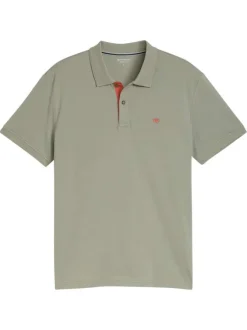 Polo en coton kaki uni avec une coupe droite et un col boutonné