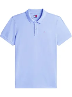 Polo en coton lavande uni avec une coupe droite et un col à revers