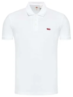 Polo en coton maille piquée blanc avec une coupe droite et un col boutonné