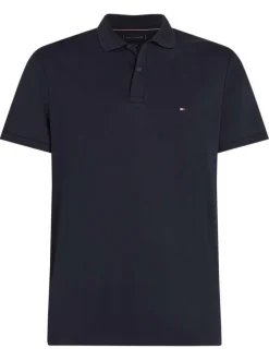 Polo en coton marine avec un col à rabats et des manches courtes