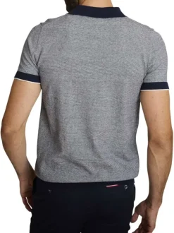Polo en coton marine à coupe droite pourvu d'un motif à rayures