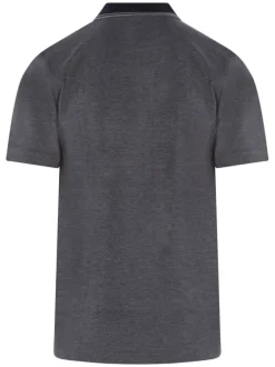 Polo en coton marine uni avec le nom de la marque imprimé et une coupe droite
