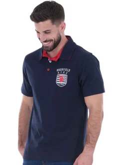 Polo en coton marine uni avec une col français et une coupe droite