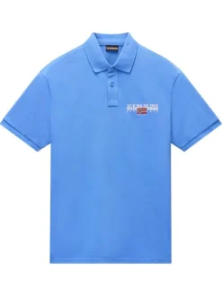 Polo en coton marine uni avec une coupe droite et un col français